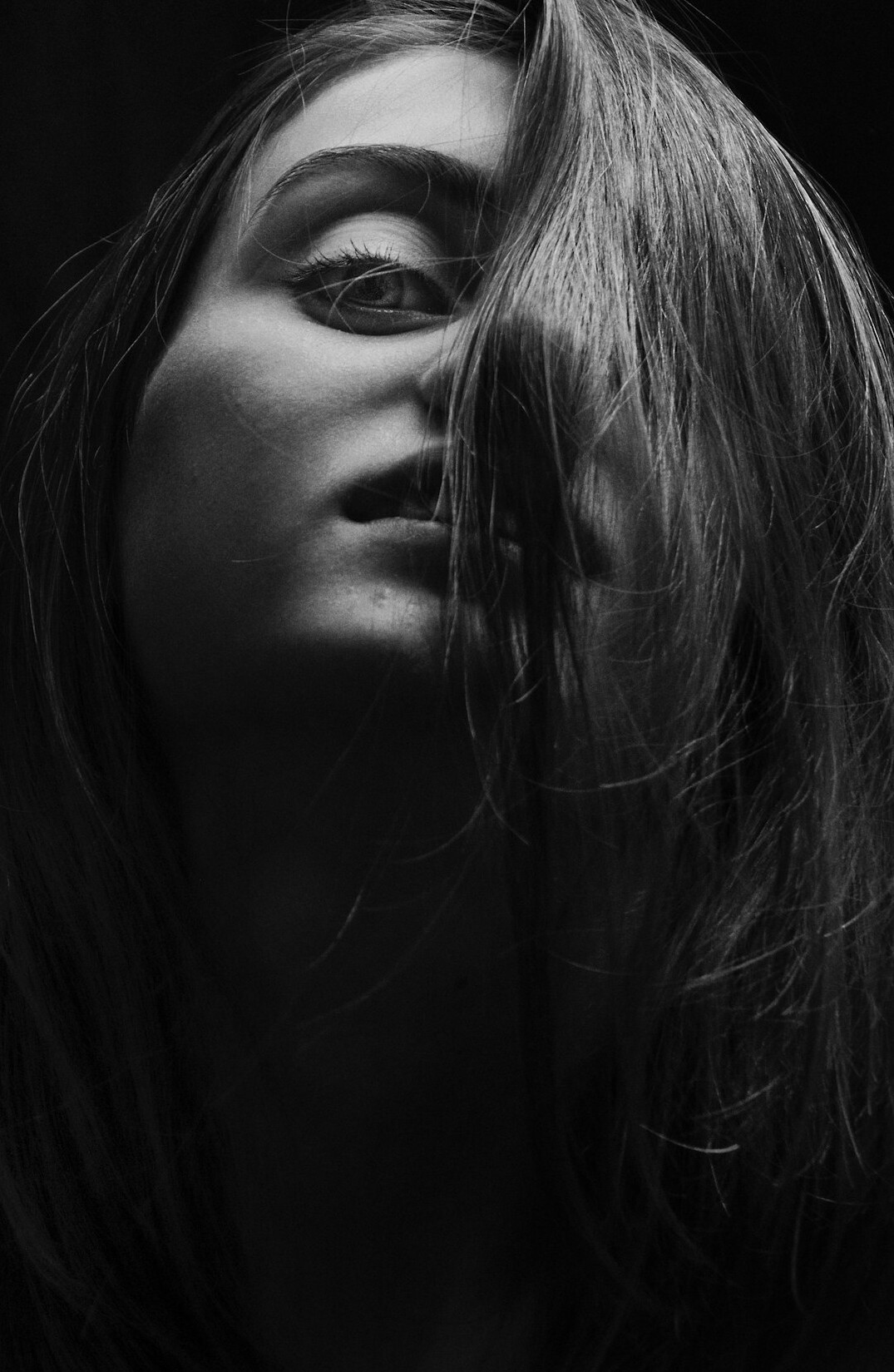 Portrait of a woman with long hair